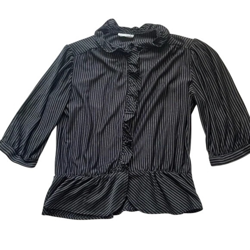 Vintage Black and White‎ Pinstripe Blouse, M